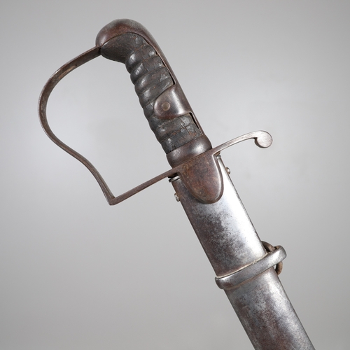 82 - A 1796 LIGHT CAVALRY OFFICER'S SWORD AND SCABBARD. With a broad 82 cm curved, single edged, pointed ... 