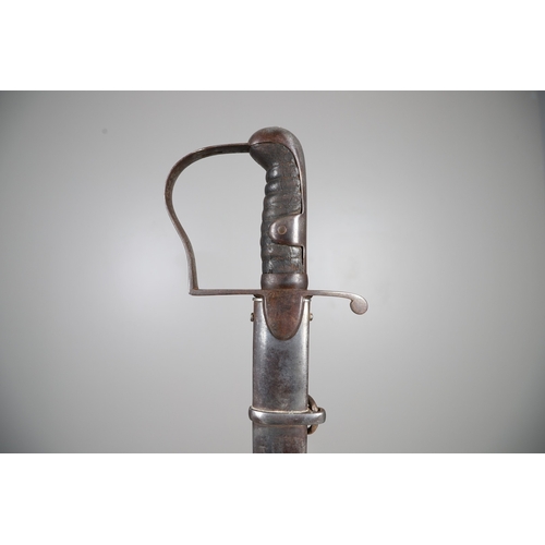 82 - A 1796 LIGHT CAVALRY OFFICER'S SWORD AND SCABBARD. With a broad 82 cm curved, single edged, pointed ... 