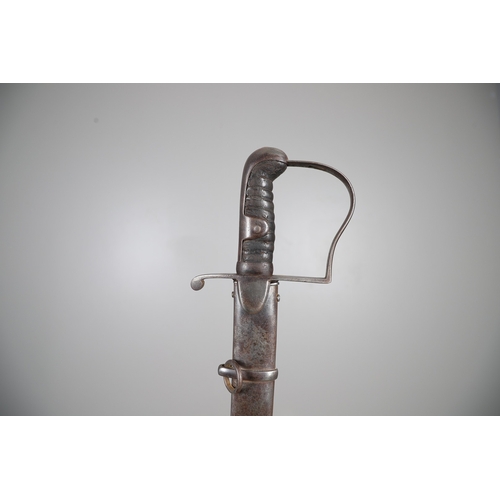 82 - A 1796 LIGHT CAVALRY OFFICER'S SWORD AND SCABBARD. With a broad 82 cm curved, single edged, pointed ... 