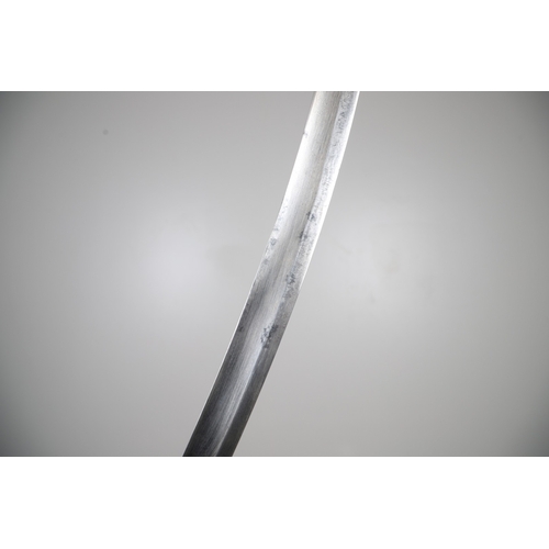 82 - A 1796 LIGHT CAVALRY OFFICER'S SWORD AND SCABBARD. With a broad 82 cm curved, single edged, pointed ... 