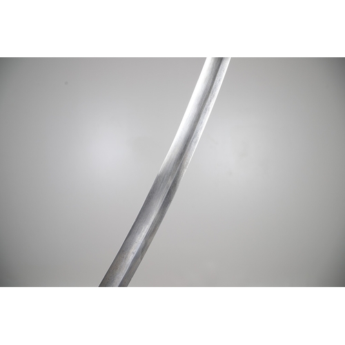 82 - A 1796 LIGHT CAVALRY OFFICER'S SWORD AND SCABBARD. With a broad 82 cm curved, single edged, pointed ... 