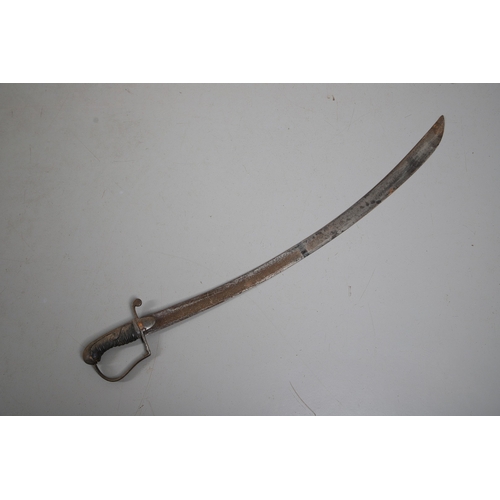 83 - A 1796 PATTERN LIGHT CAVALRY OFFICER'S SWORD. With a broad 82 cm curved, single edged, pointed blade... 