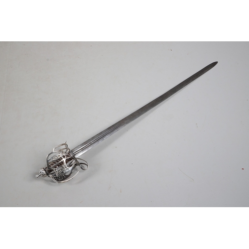 84 - AN 18TH CENTURY SCOTTISH BASKET HILTED SWORD BY ANDREA FERRARA. With an 88 cm tapering broad blade w... 
