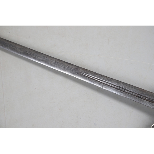 84 - AN 18TH CENTURY SCOTTISH BASKET HILTED SWORD BY ANDREA FERRARA. With an 88 cm tapering broad blade w... 
