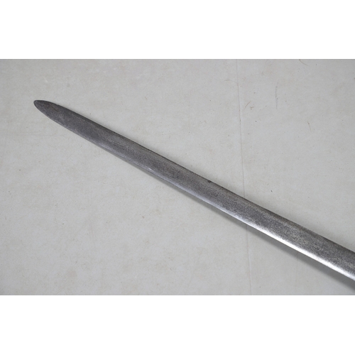 84 - AN 18TH CENTURY SCOTTISH BASKET HILTED SWORD BY ANDREA FERRARA. With an 88 cm tapering broad blade w... 