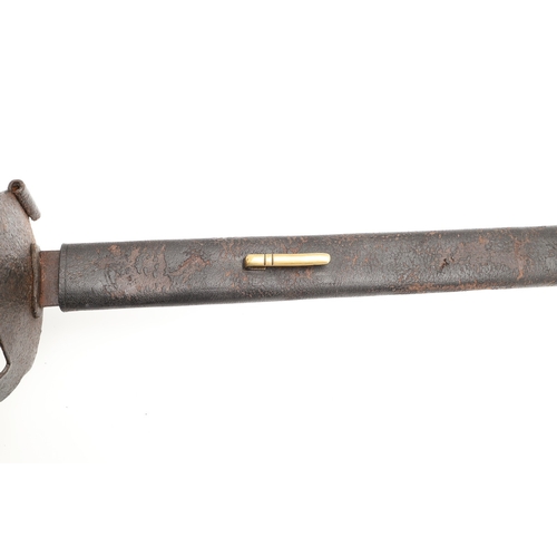 85 - AN 1804 PATTERN NAVAL BOARDING CUTLASS AND SCABBARD. With a broad 75.5 cm straight flat blade, with ... 