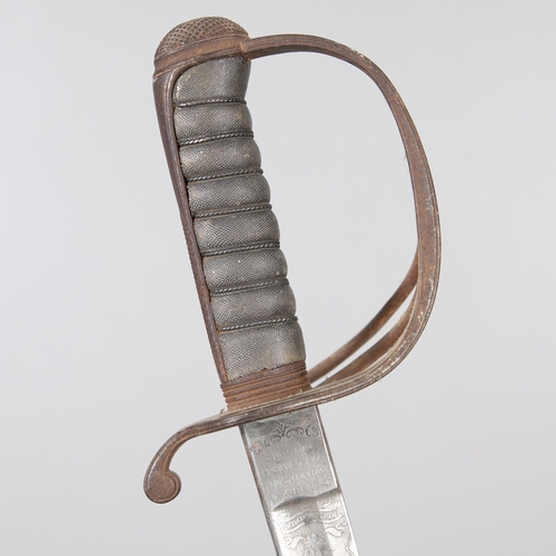 86 - A VICTORIAN 1821 PATTERN SWORD AND SCABBARD BY HENRY WILKINSON. With a well decorated 88 cm pointed,... 
