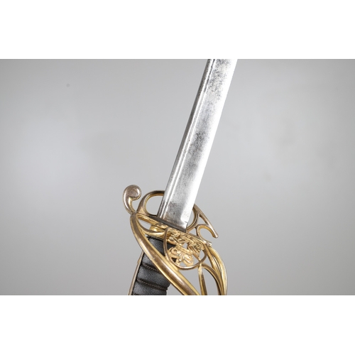 90 - A FINE GEORGE IV 1822 PATTERN SANDHURST PRESENTATION SWORD BY PROSSER, DATED 1822. A presentation sw... 