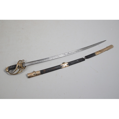 90 - A FINE GEORGE IV 1822 PATTERN SANDHURST PRESENTATION SWORD BY PROSSER, DATED 1822. A presentation sw... 