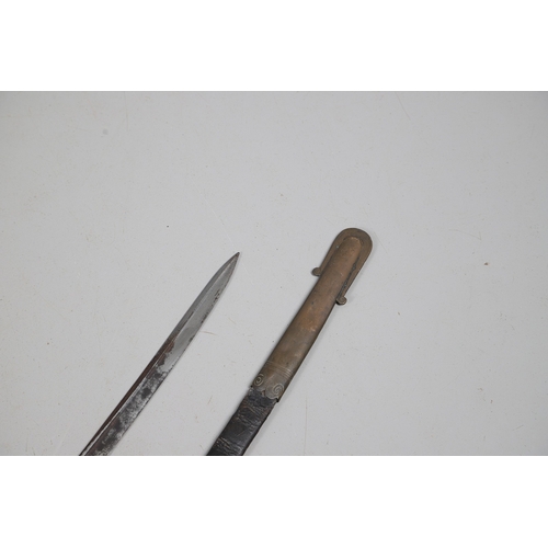92 - A GEORGE IV 1822 PATTERN INFANTRY OFFICER'S SWORD AND SCABBARD. The 77.5 cm pipe-backed, spear-point... 