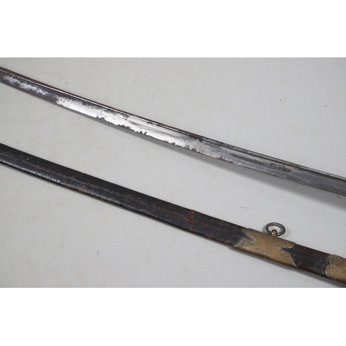 92 - A GEORGE IV 1822 PATTERN INFANTRY OFFICER'S SWORD AND SCABBARD. The 77.5 cm pipe-backed, spear-point... 