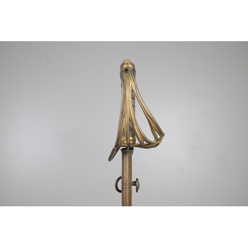 92 - A GEORGE IV 1822 PATTERN INFANTRY OFFICER'S SWORD AND SCABBARD. The 77.5 cm pipe-backed, spear-point... 