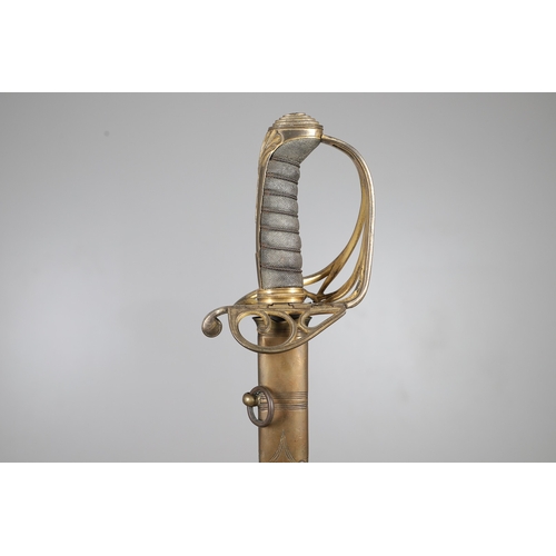 92 - A GEORGE IV 1822 PATTERN INFANTRY OFFICER'S SWORD AND SCABBARD. The 77.5 cm pipe-backed, spear-point... 
