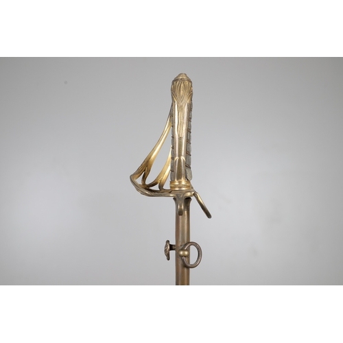 92 - A GEORGE IV 1822 PATTERN INFANTRY OFFICER'S SWORD AND SCABBARD. The 77.5 cm pipe-backed, spear-point... 