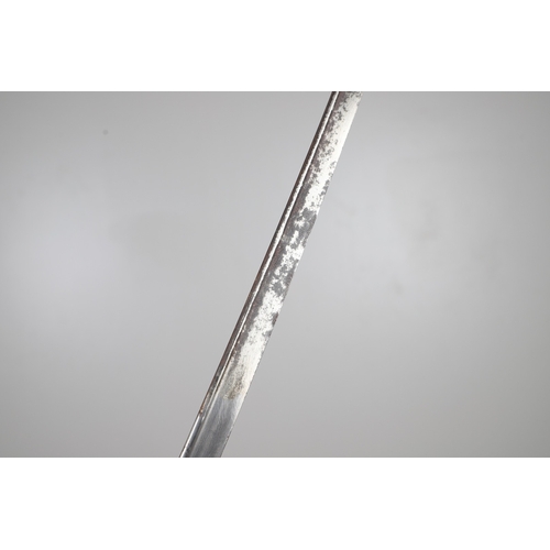 92 - A GEORGE IV 1822 PATTERN INFANTRY OFFICER'S SWORD AND SCABBARD. The 77.5 cm pipe-backed, spear-point... 