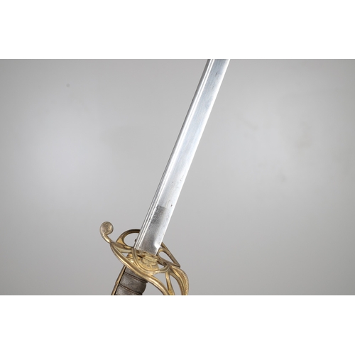 92 - A GEORGE IV 1822 PATTERN INFANTRY OFFICER'S SWORD AND SCABBARD. The 77.5 cm pipe-backed, spear-point... 
