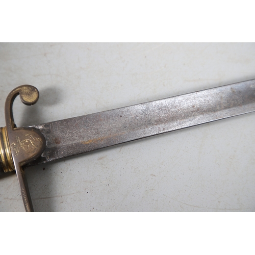 93 - AN 1825 PATTERN NAVAL STIRRUP HILTED SWORD BY OSBORN OF GUNBY STREET. With an 84 cm tapering, pointe... 