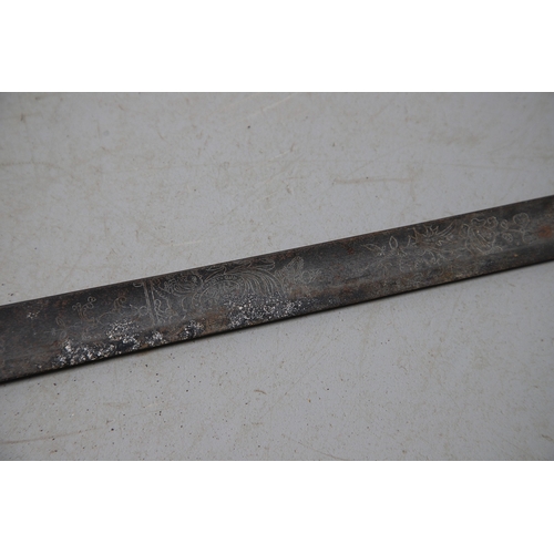 93 - AN 1825 PATTERN NAVAL STIRRUP HILTED SWORD BY OSBORN OF GUNBY STREET. With an 84 cm tapering, pointe... 