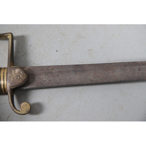93 - AN 1825 PATTERN NAVAL STIRRUP HILTED SWORD BY OSBORN OF GUNBY STREET. With an 84 cm tapering, pointe... 