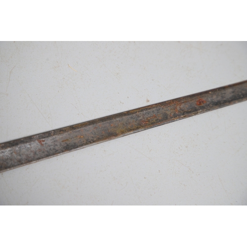 93 - AN 1825 PATTERN NAVAL STIRRUP HILTED SWORD BY OSBORN OF GUNBY STREET. With an 84 cm tapering, pointe... 