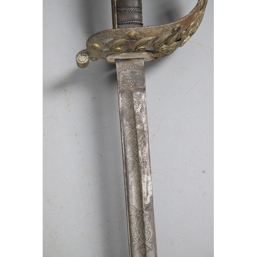 94 - AN 1834 PATTERN VICTORIAN FIRST LIFE GUARDS OFFICER'S SWORD. With a 94 cm straight blade with shallo... 