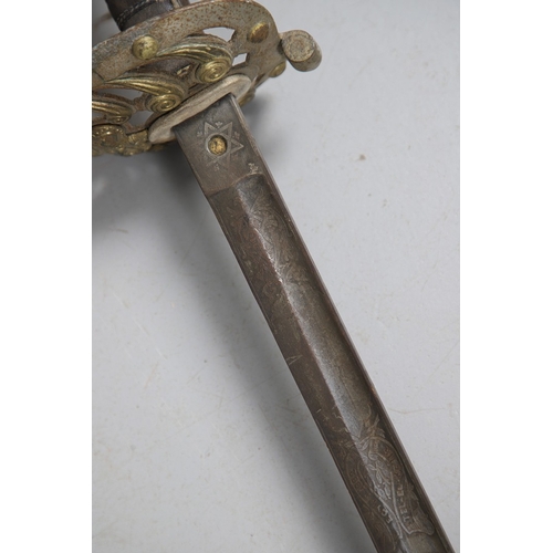 94 - AN 1834 PATTERN VICTORIAN FIRST LIFE GUARDS OFFICER'S SWORD. With a 94 cm straight blade with shallo... 