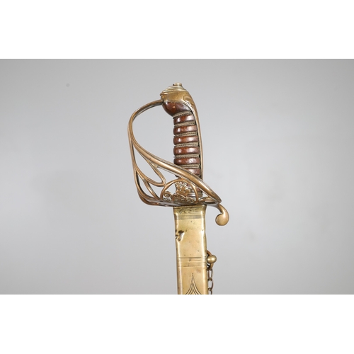 95 - A VICTORIAN 1845 PATTERN INFANTRY OFFICER'S SWORD AND SCABBARD. With an 81 cm spear pointed blade wi... 