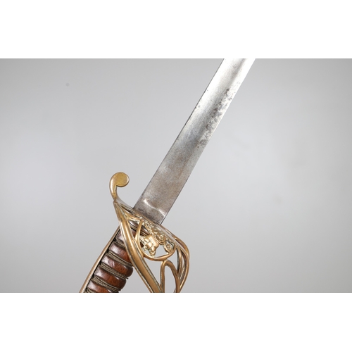 95 - A VICTORIAN 1845 PATTERN INFANTRY OFFICER'S SWORD AND SCABBARD. With an 81 cm spear pointed blade wi... 