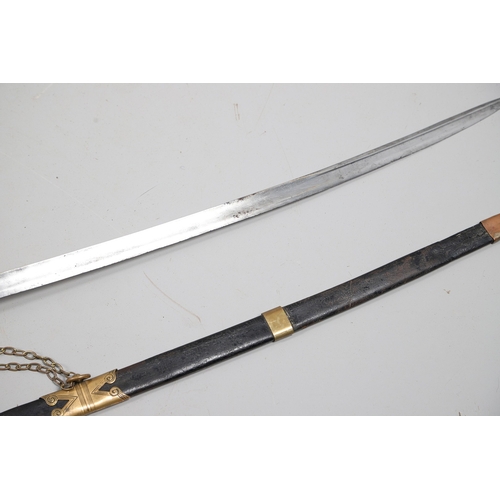 95 - A VICTORIAN 1845 PATTERN INFANTRY OFFICER'S SWORD AND SCABBARD. With an 81 cm spear pointed blade wi... 