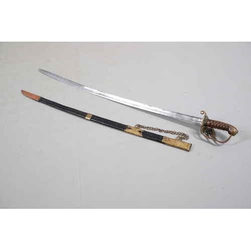 95 - A VICTORIAN 1845 PATTERN INFANTRY OFFICER'S SWORD AND SCABBARD. With an 81 cm spear pointed blade wi... 