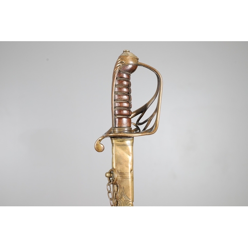 95 - A VICTORIAN 1845 PATTERN INFANTRY OFFICER'S SWORD AND SCABBARD. With an 81 cm spear pointed blade wi... 