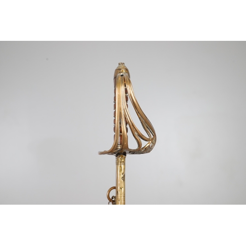 95 - A VICTORIAN 1845 PATTERN INFANTRY OFFICER'S SWORD AND SCABBARD. With an 81 cm spear pointed blade wi... 