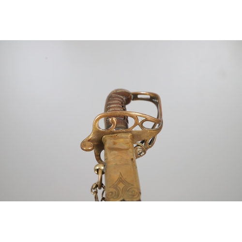 95 - A VICTORIAN 1845 PATTERN INFANTRY OFFICER'S SWORD AND SCABBARD. With an 81 cm spear pointed blade wi... 