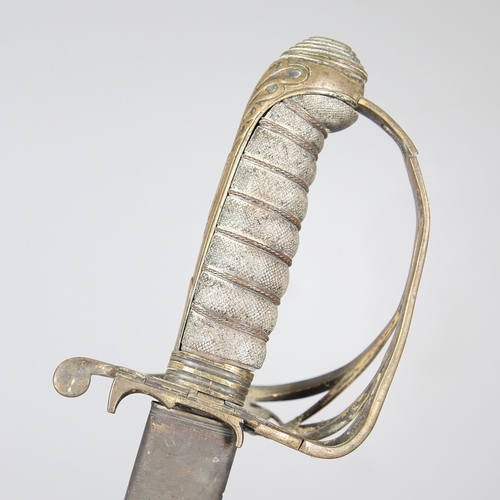 96 - A VICTORIAN 1854 PATTERN SWORD AND SCABBARD. An 1854 pattern sword with an 82 cm tapering, pointed p... 