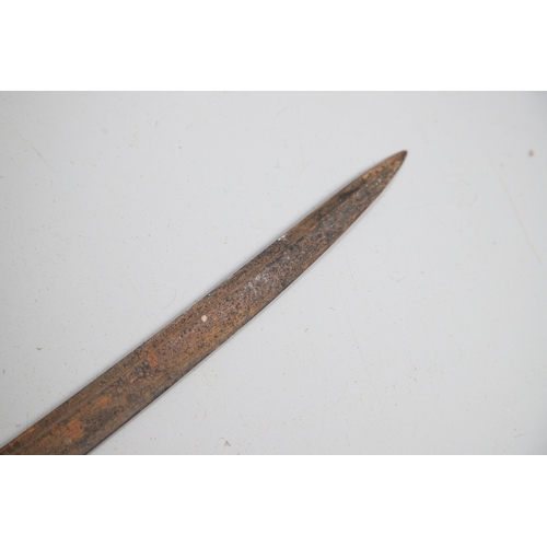96 - A VICTORIAN 1854 PATTERN SWORD AND SCABBARD. An 1854 pattern sword with an 82 cm tapering, pointed p... 