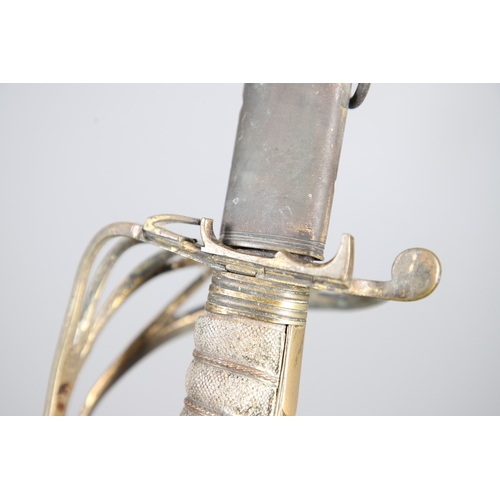 96 - A VICTORIAN 1854 PATTERN SWORD AND SCABBARD. An 1854 pattern sword with an 82 cm tapering, pointed p... 