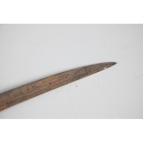 96 - A VICTORIAN 1854 PATTERN SWORD AND SCABBARD. An 1854 pattern sword with an 82 cm tapering, pointed p... 
