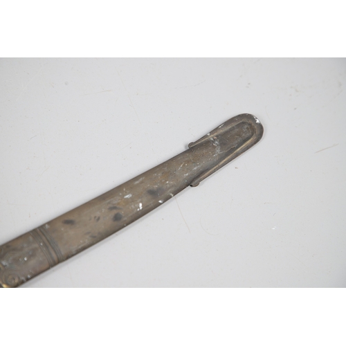 96 - A VICTORIAN 1854 PATTERN SWORD AND SCABBARD. An 1854 pattern sword with an 82 cm tapering, pointed p... 