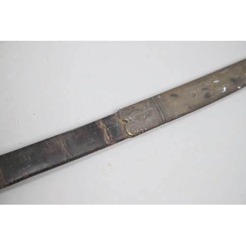 96 - A VICTORIAN 1854 PATTERN SWORD AND SCABBARD. An 1854 pattern sword with an 82 cm tapering, pointed p... 