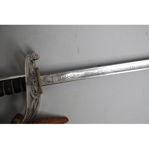 97 - AN 1854 PATTERN GRENADIER GUARDS OFFICER'S SWORD AND SCABBARD BY SMITH OF SAVILLE ROW. With an 82.5 ... 