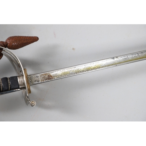97 - AN 1854 PATTERN GRENADIER GUARDS OFFICER'S SWORD AND SCABBARD BY SMITH OF SAVILLE ROW. With an 82.5 ... 