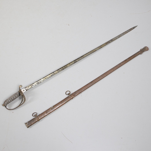 98 - A VICTORIAN 1854 PATTERN SWORD AND SCABBARD BY CATER AND CO. An 1854 pattern sword with an 83 cm sle... 