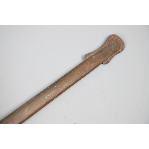 98 - A VICTORIAN 1854 PATTERN SWORD AND SCABBARD BY CATER AND CO. An 1854 pattern sword with an 83 cm sle... 