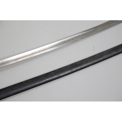 99 - AN 1890 PATTERN CAVALRY TROOPERS SWORD AND SCABBARD. With an 87 cm slightly curved and pointed blade... 