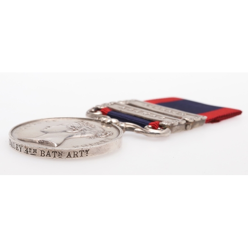 808 - A TWO CLASP SUTLEJ WITH FEROZESHUHUR REVERSE AND A GWALIOR STAR FOR THE PUNNIAR BATTLE, 1843, TO THE... 