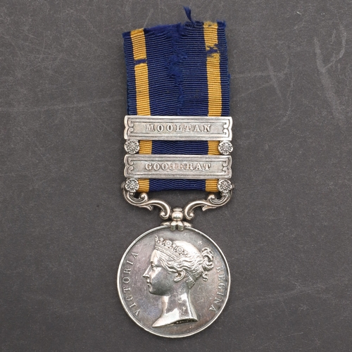 814 - A PUNJAB MEDAL 1848-49 WITH GOOJERAT AND MOOLTAN CLASPS TO AN OFFICER WITH THE BENGAL NATIVE INFANTR... 