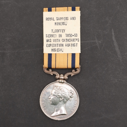 816 - A SOUTH AFRICA MEDAL 1834-53 TO THE ROYAL SAPPERS AND MINERS. A South Africa medal named to T. Coffe... 