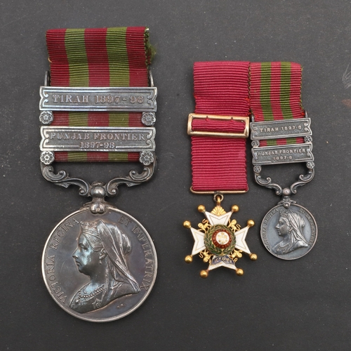 817 - A TWO CLASP INDIA MEDAL TO COLONEL BROADBENT OF THE ROYAL ENGINEERS. An India medal 1895-1902 with P... 