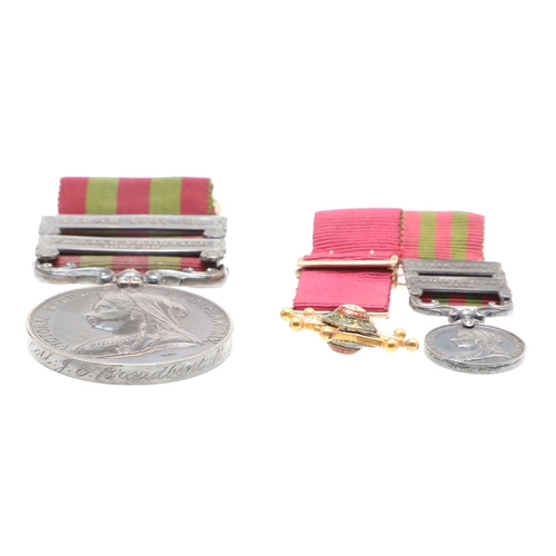 817 - A TWO CLASP INDIA MEDAL TO COLONEL BROADBENT OF THE ROYAL ENGINEERS. An India medal 1895-1902 with P... 