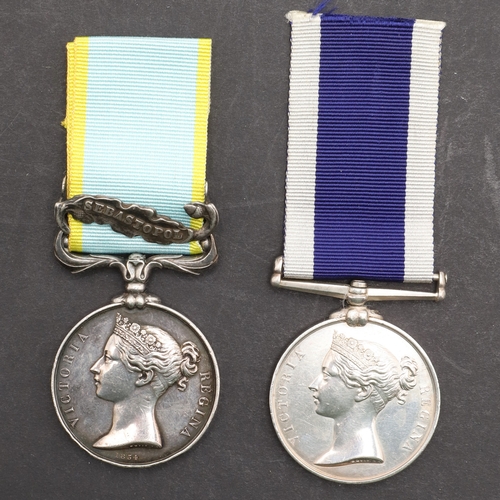 825 - A CRIMEA AND LONG SERVICE GROUP TO H.M. COAST GUARD. A Crimea medal 1854-56 with Sebastopol clasp, u... 